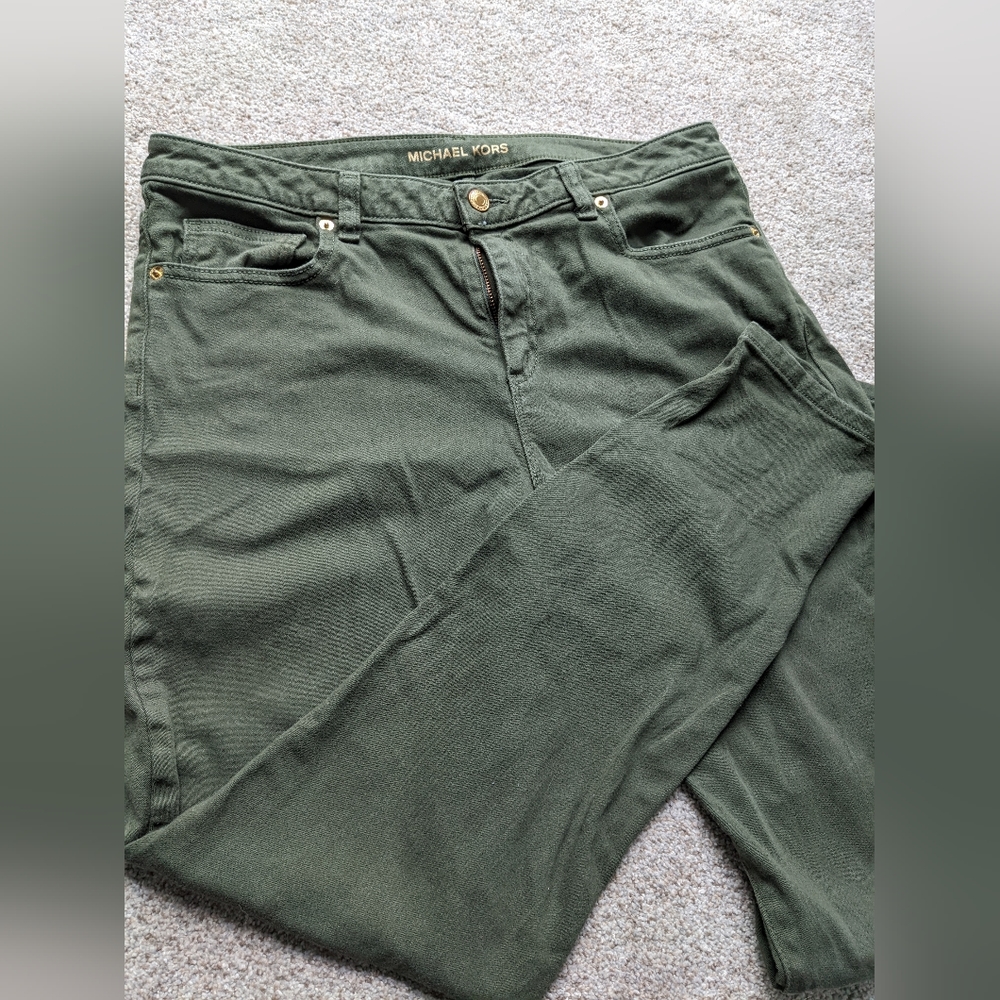 Michael Kors Izzy Skinny Sage Green Size 12 Stretch Jeans